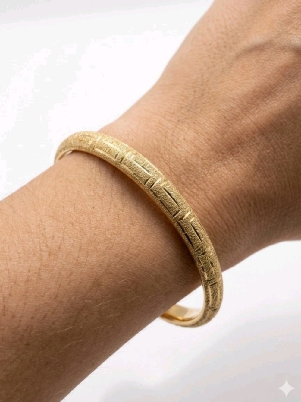 Vintage Avedon 14K Gold Greek Key Bangle Textured Embossed Hinge Bracelet 7g